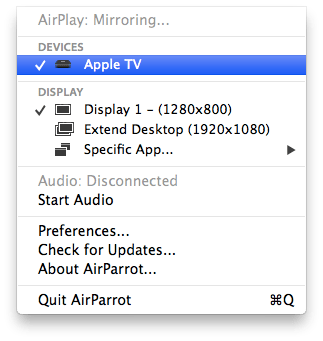AirParrot_Menu AirParrot Menu