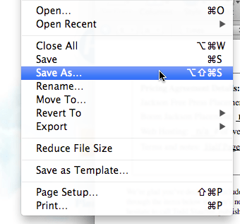 Return the Save As command by holding the Option key